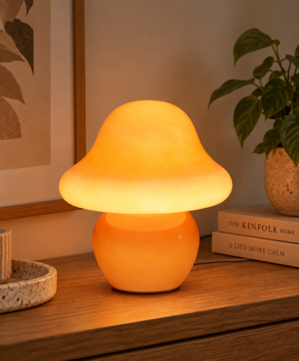 HEQET Glass Mushroom Table Lamp HEQET Glass Mushroom Table Lamp, Orange