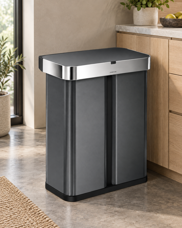 Simplehuman 58L Rectangular Sensor Recycler, Stainless Steel