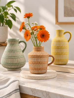 LIZOFER Boho Ceramic Vase Set of 3