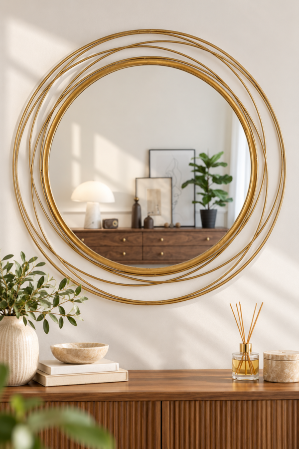 VELLQUE Gold Round Mirror VELLQUE Gold Round Mirror, 36 Inch
